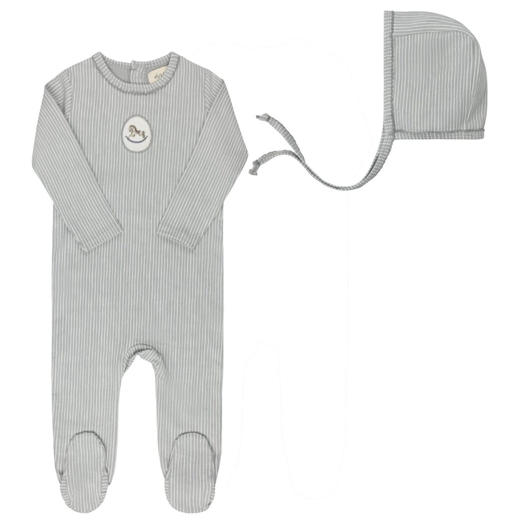 Cotton French Terry Rocking Horse Blue