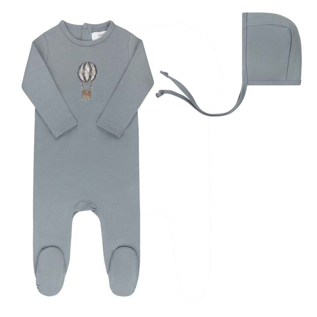 Cotton French Terry Hot Air Balloon Blue