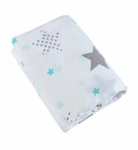grey and green star swaddle