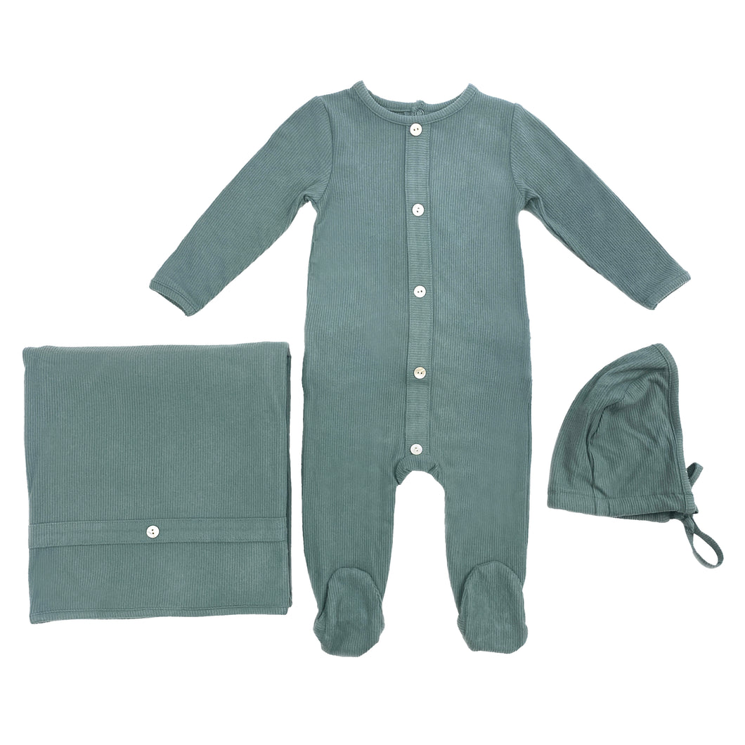 Je Baby Button Down Layette in Sage