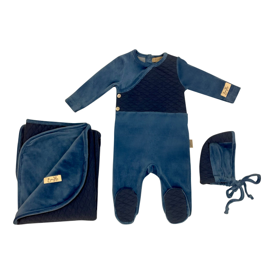 Quilted Layette in Blue